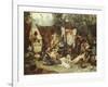 Behind the Curtain, Circus Entertainers Resting Between Acts, 1880-Ludwig Knaus-Framed Giclee Print