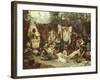 Behind the Curtain, Circus Entertainers Resting Between Acts, 1880-Ludwig Knaus-Framed Giclee Print