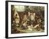 Behind the Curtain, Circus Entertainers Resting Between Acts, 1880-Ludwig Knaus-Framed Giclee Print