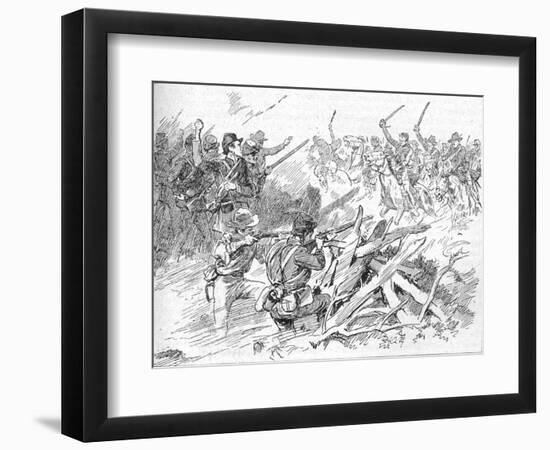 'Behind The Rough Breastworks Lay The Michigan Men', 1902-Unknown-Framed Premium Giclee Print