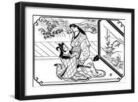 Behind the Screen, 1680S-Hishikawa Moronobu-Framed Giclee Print