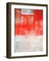 Beige And Coral Abstract Art Painting-T30Gallery-Framed Art Print