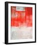 Beige And Coral Abstract Art Painting-T30Gallery-Framed Art Print