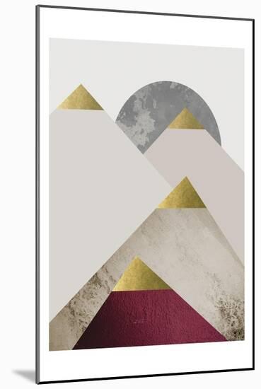 Beige Burgundy Mountains 2-Urban Epiphany-Mounted Art Print