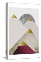 Beige Burgundy Mountains 2-Urban Epiphany-Stretched Canvas