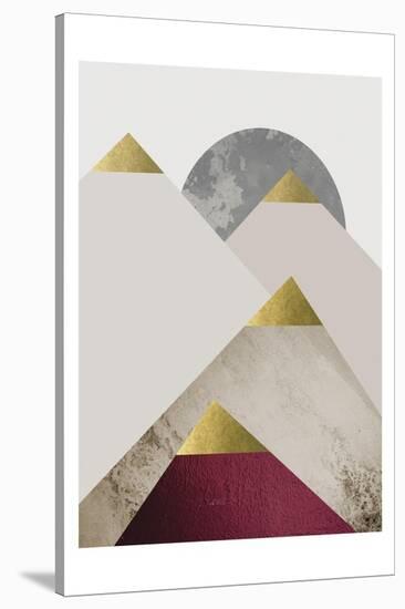 Beige Burgundy Mountains 2-Urban Epiphany-Stretched Canvas