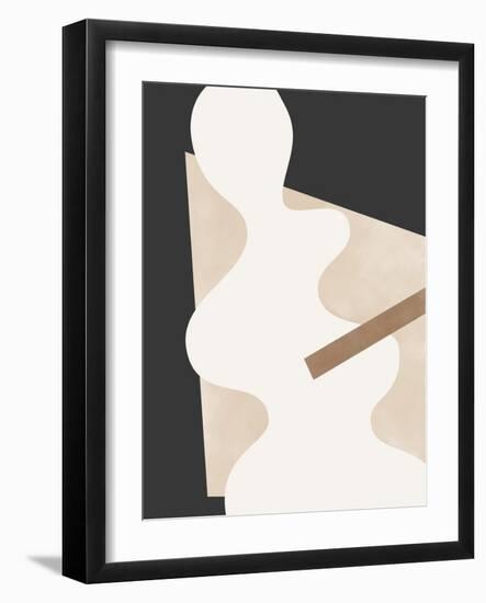 Beige Graphic Curves Art-Elena Ristova-Framed Giclee Print