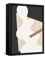 Beige Graphic Curves Art-Elena Ristova-Framed Stretched Canvas