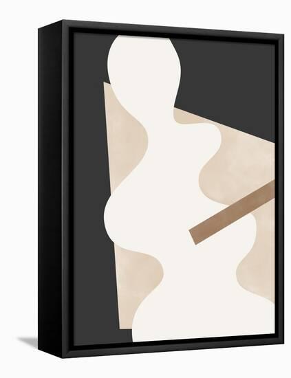 Beige Graphic Curves Art-Elena Ristova-Framed Stretched Canvas