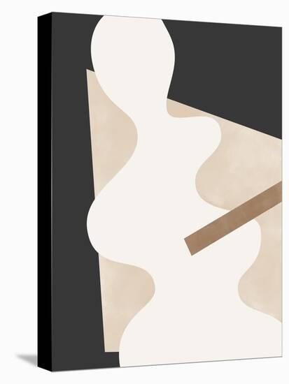 Beige Graphic Curves Art-Elena Ristova-Stretched Canvas