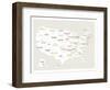 Beige USA Map-Kindred Sol Collective-Framed Premium Giclee Print