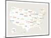 Beige USA Map-Kindred Sol Collective-Mounted Premium Giclee Print