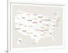 Beige USA Map-Kindred Sol Collective-Framed Art Print