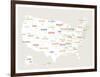 Beige USA Map-Kindred Sol Collective-Framed Art Print