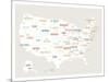 Beige USA Map-Kindred Sol Collective-Mounted Art Print