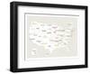 Beige USA Map-Kindred Sol Collective-Framed Art Print