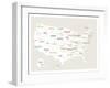 Beige USA Map-Kindred Sol Collective-Framed Art Print