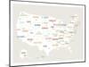 Beige USA Map-Kindred Sol Collective-Mounted Art Print