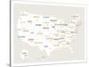 Beige USA Map-Kindred Sol Collective-Stretched Canvas