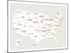 Beige USA Map-Kindred Sol Collective-Mounted Art Print