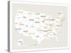 Beige USA Map-Kindred Sol Collective-Stretched Canvas