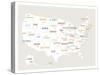 Beige USA Map-Kindred Sol Collective-Stretched Canvas