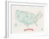 Beige USA Travel Map-Kindred Sol Collective-Framed Art Print