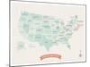 Beige USA Travel Map-Kindred Sol Collective-Mounted Art Print