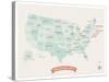 Beige USA Travel Map-Kindred Sol Collective-Stretched Canvas
