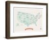 Beige USA Travel Map-Kindred Sol Collective-Framed Art Print