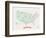 Beige USA Travel Map-Kindred Sol Collective-Framed Art Print