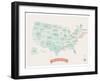 Beige USA Travel Map-Kindred Sol Collective-Framed Art Print