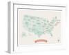 Beige USA Travel Map-Kindred Sol Collective-Framed Art Print