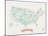 Beige USA Travel Map-Kindred Sol Collective-Mounted Art Print