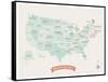 Beige USA Travel Map-Kindred Sol Collective-Framed Stretched Canvas