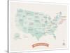 Beige USA Travel Map-Kindred Sol Collective-Stretched Canvas