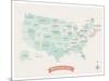 Beige USA Travel Map-Kindred Sol Collective-Mounted Art Print