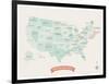 Beige USA Travel Map-Kindred Sol Collective-Framed Art Print