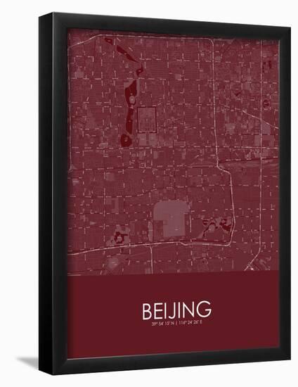 Beijing, China Red Map-null-Framed Poster