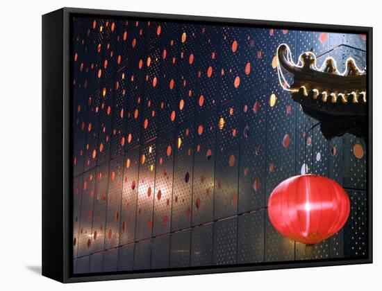 Beijing, Chinese New Year Spring Festival - Lantern Decorations on a Restaurant Front, China-Christian Kober-Framed Stretched Canvas