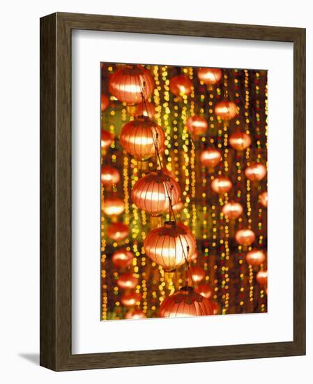 Beijing Hotel Lobby and Red Chinese Lanterns, China-Walter Bibikow-Framed Photographic Print