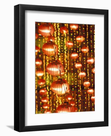 Beijing Hotel Lobby and Red Chinese Lanterns, China-Walter Bibikow-Framed Photographic Print