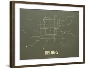 Beijing Screen Print Olive-LinePosters-Framed Serigraph
