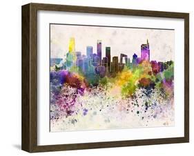 Beijing Skyline in Watercolor Background-paulrommer-Framed Art Print