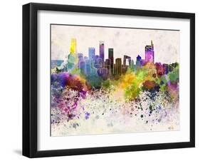 Beijing Skyline in Watercolor Background-paulrommer-Framed Art Print