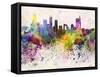 Beijing Skyline in Watercolor Background-paulrommer-Framed Stretched Canvas