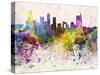 Beijing Skyline in Watercolor Background-paulrommer-Stretched Canvas