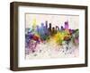 Beijing Skyline in Watercolor Background-paulrommer-Framed Art Print