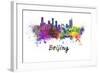 Beijing Skyline in Watercolor-paulrommer-Framed Art Print