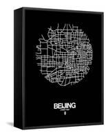 Beijing Street Map Black-NaxArt-Framed Stretched Canvas